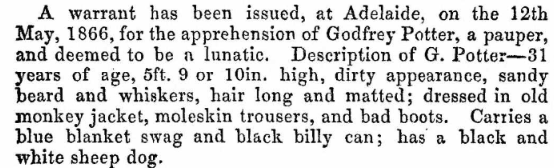 description of a man from the South Australian police gazette in the 1800s